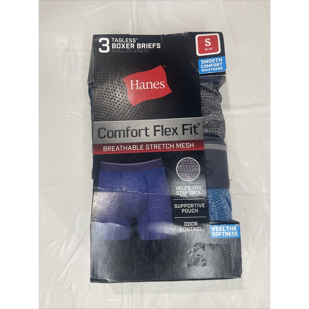 Hanes Underwear Mens Small Tagged Boxer Briefs  Comfort Flex Fit 3 Pairs NWT